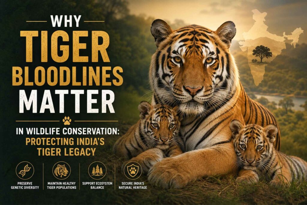Tiger bloodline chart showing generations of Bengal tigers in India