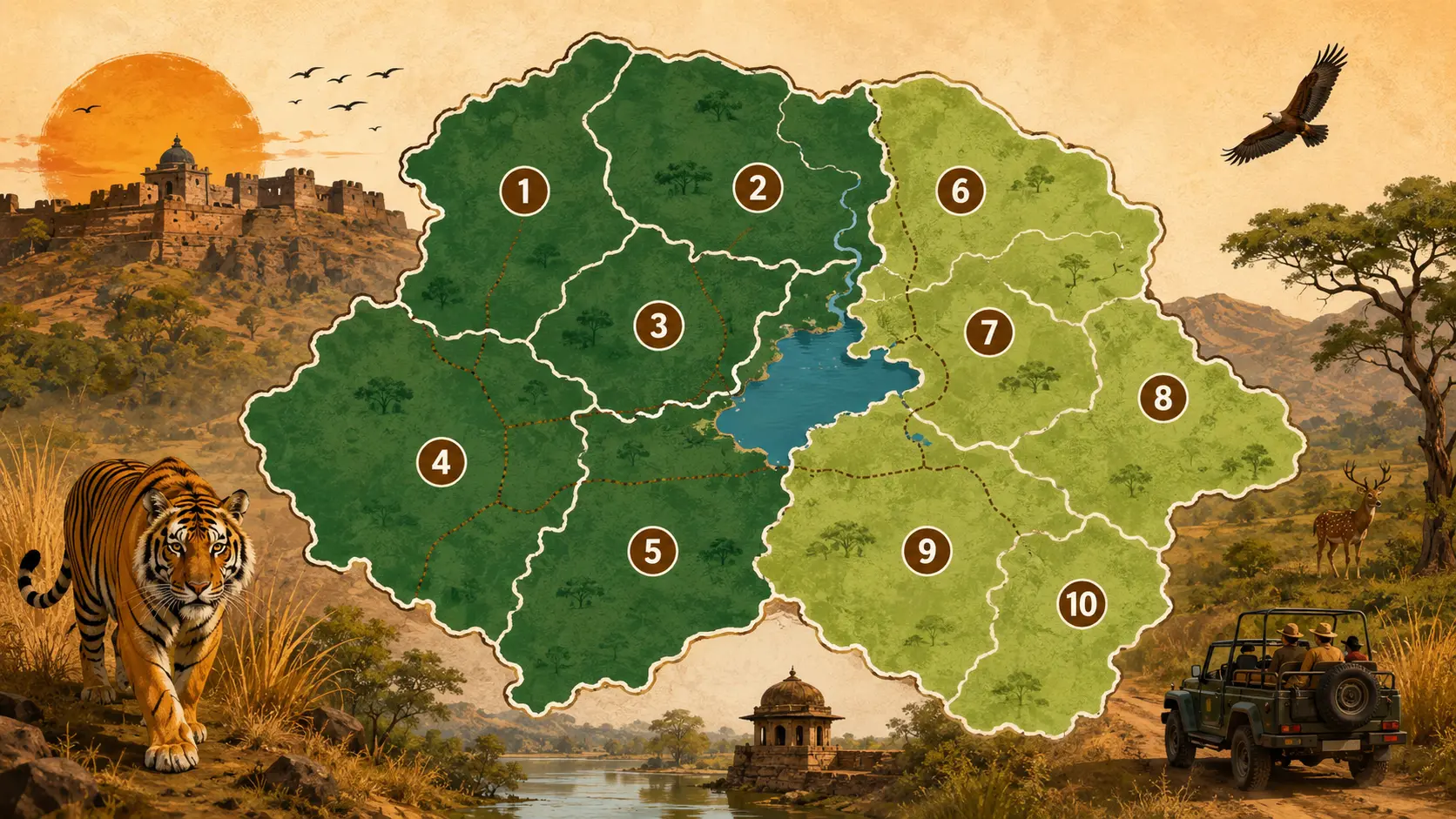 Ranthambore Safari Zones Explained: Zone 1 to 10 Complete Guide (2026)